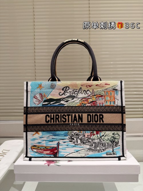 Dior Book Tote Bag, Embroidered Jacquard, Portofino Design, Large Capacity 1 Dior Book Tote Bag, Embroidered Jacquard, Portofino Design, Large Capacity