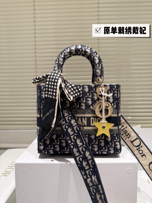 Dior Embroidered Jacquard Lady Dior Bag with Wide Shoulder Strap 1 Dior Embroidered Jacquard Lady Dior Bag with Wide Shoulder Strap