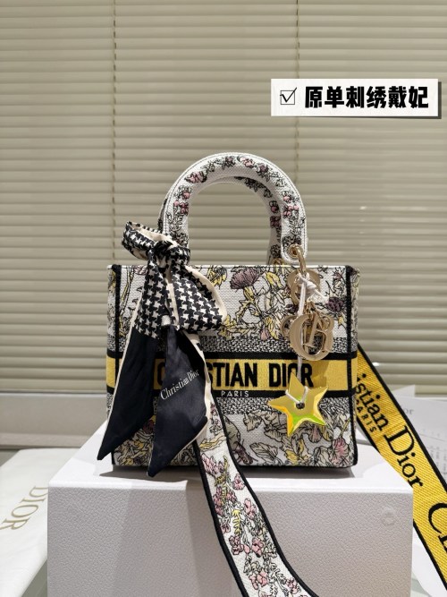 Dior Lady Dior Embroidered Handbag, Floral Jacquard Canvas, Wide Shoulder Strap 1 Dior Lady Dior Embroidered Handbag, Floral Jacquard Canvas, Wide Shoulder Strap
