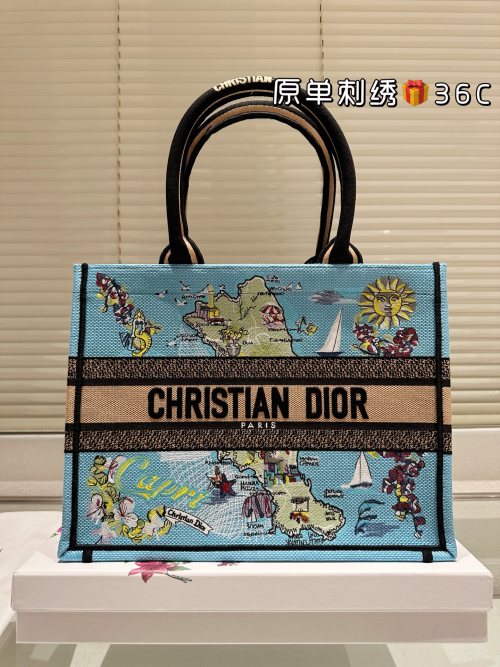 Dior Book Tote Bag with Embroidered Capri Map Design,Includes Dust Bag 1 Dior Book Tote Bag with Embroidered Capri Map Design,Includes Dust Bag
