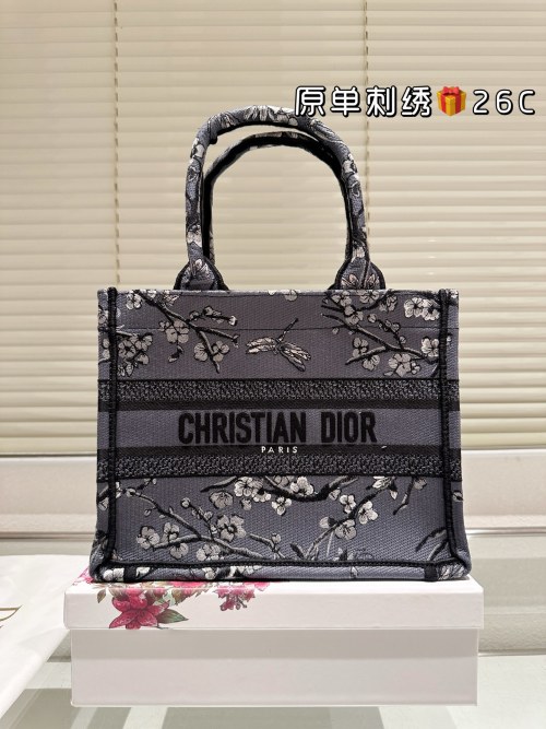 Dior Book Tote Bag, Small, Gray Floral Embroidery, Includes Folding Gift Box 1 Dior Book Tote Bag, Small, Gray Floral Embroidery, Includes Folding Gift Box