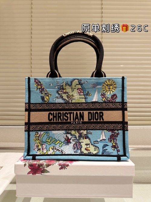 Dior Book Tote Bag, Small Capri Embroidery, Blue Jacquard Canvas, 26 cm 1 Dior Book Tote Bag, Small Capri Embroidery, Blue Jacquard Canvas, 26 cm
