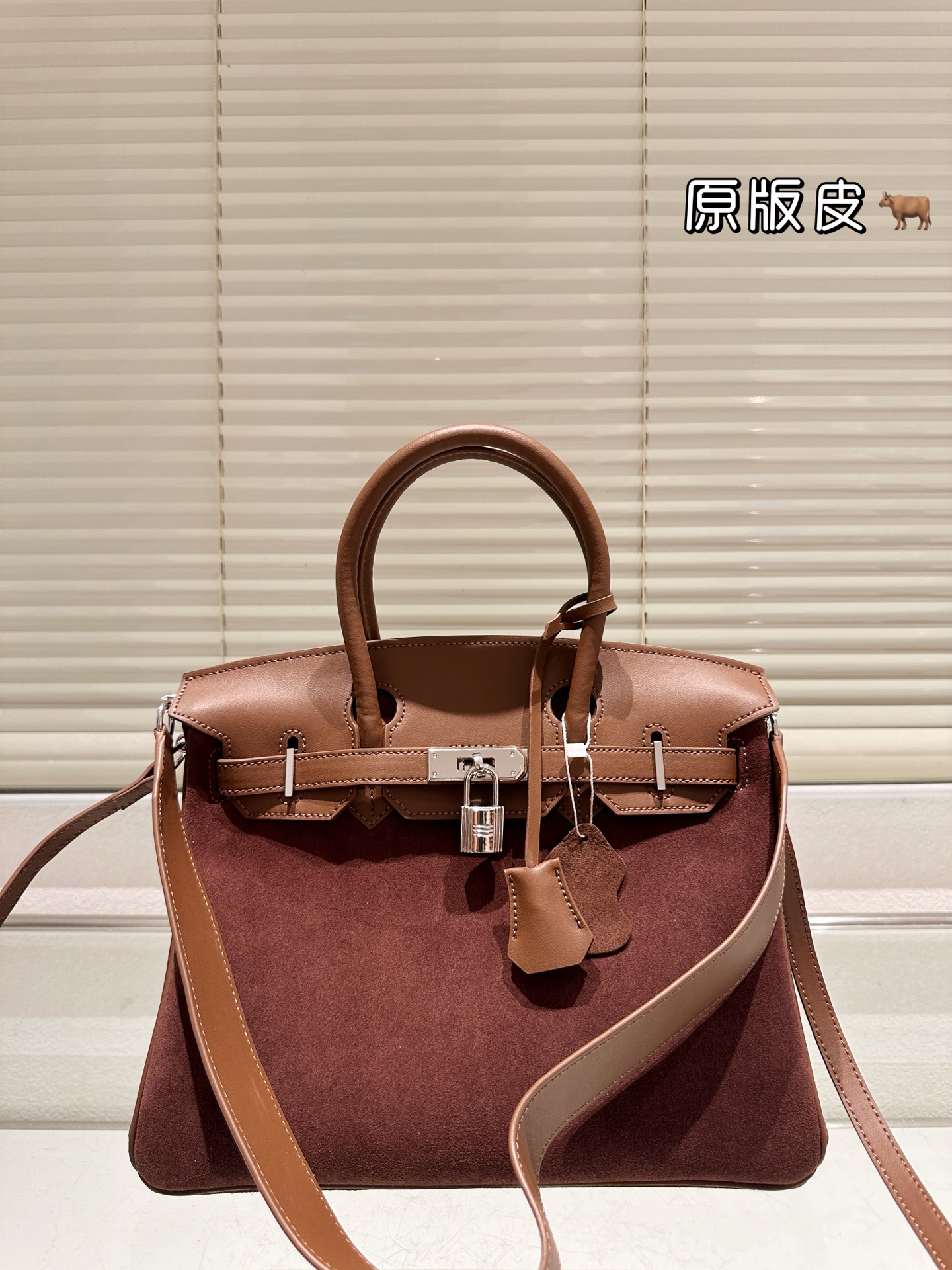 Hermes Birkin Brown suede and tan leather shoulder everyday
