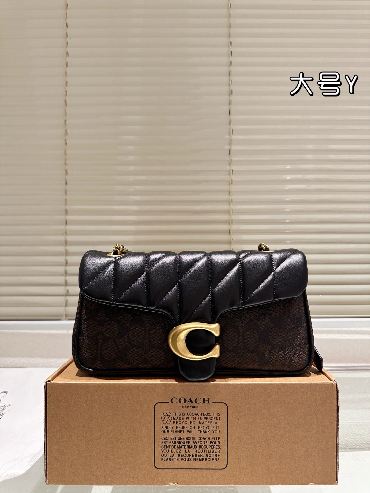 Versión de piel de vaca, COACH All Black con cadena. Nueva serie Otabby, COACH con cadena. ¡El techo de los bolsos ha l…