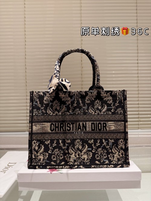 Dior Book Jacquard Tote Bag with Inner Pouch, 42cm, Black Floral 1 Dior Book Jacquard Tote Bag with Inner Pouch, 42cm, Black Floral