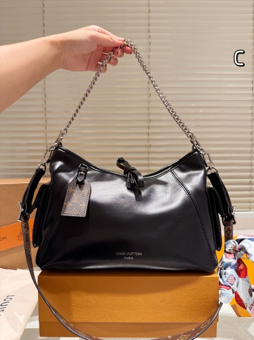 Louis Vuitton CarryAll Dark Medium Bag, Black Leather, Silver Hardware 1 Louis Vuitton CarryAll Dark Medium Bag, Black Leather, Silver Hardware