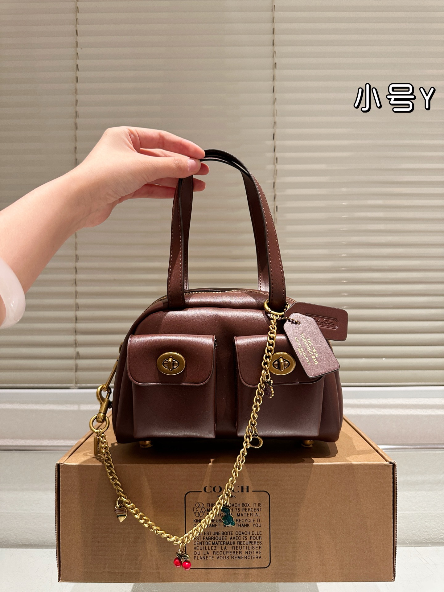 Réplica coach 蔻驰｜Twin Trunlock Bag bolso de bolsillo, el modelo de pasarela es realmente el modelo de pasarel…