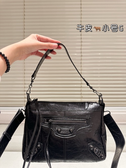 Balenciaga Le City Moto Top Handle Bag, Black Leather, Rivet Design 1 Balenciaga Le City Moto Top Handle Bag, Black Leather, Rivet Design