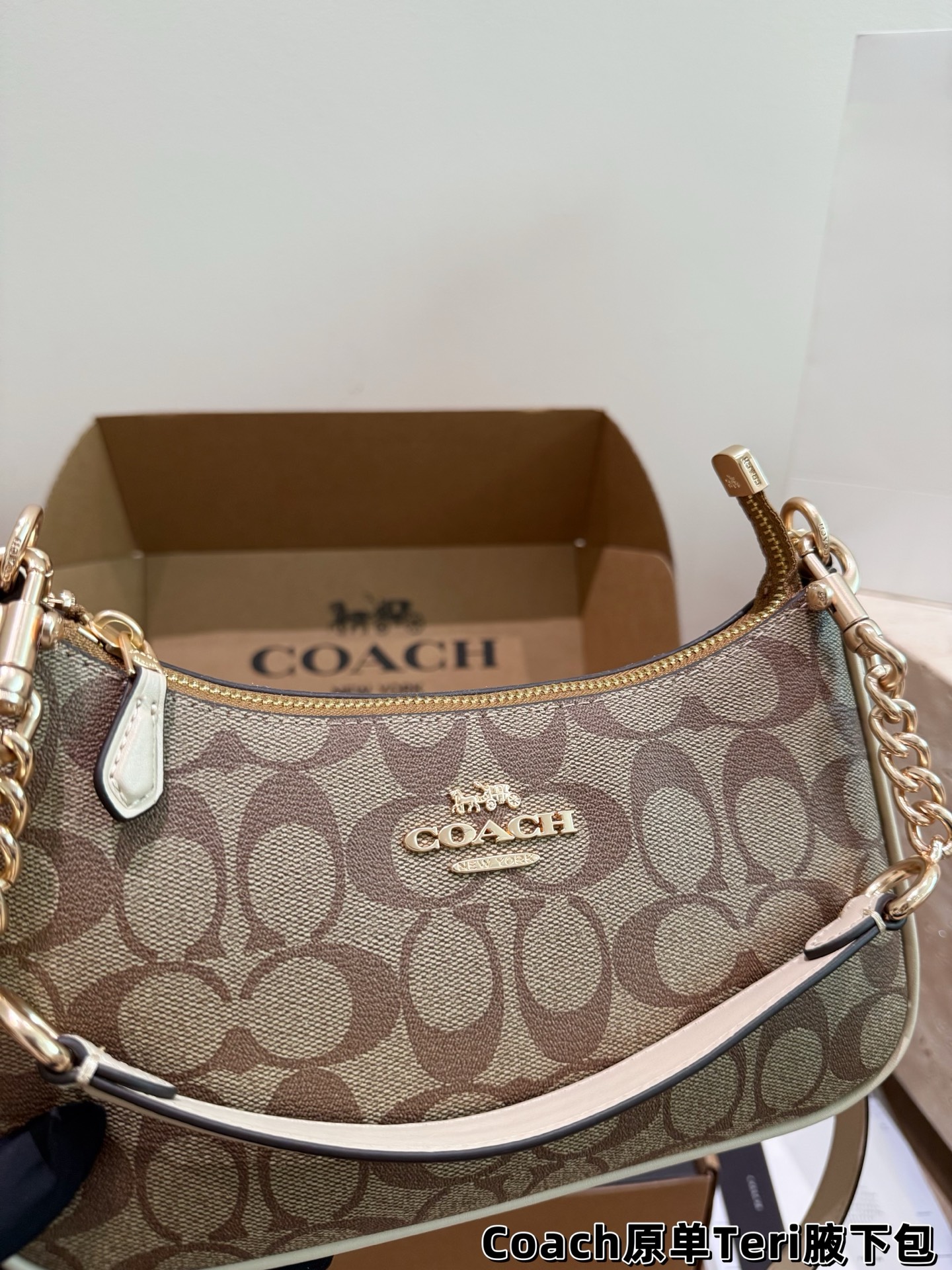 Con caja de regalo COACH | Nuevo modelo clásico Teri bolso de axila con dos correas, se puede llevar en el ho…