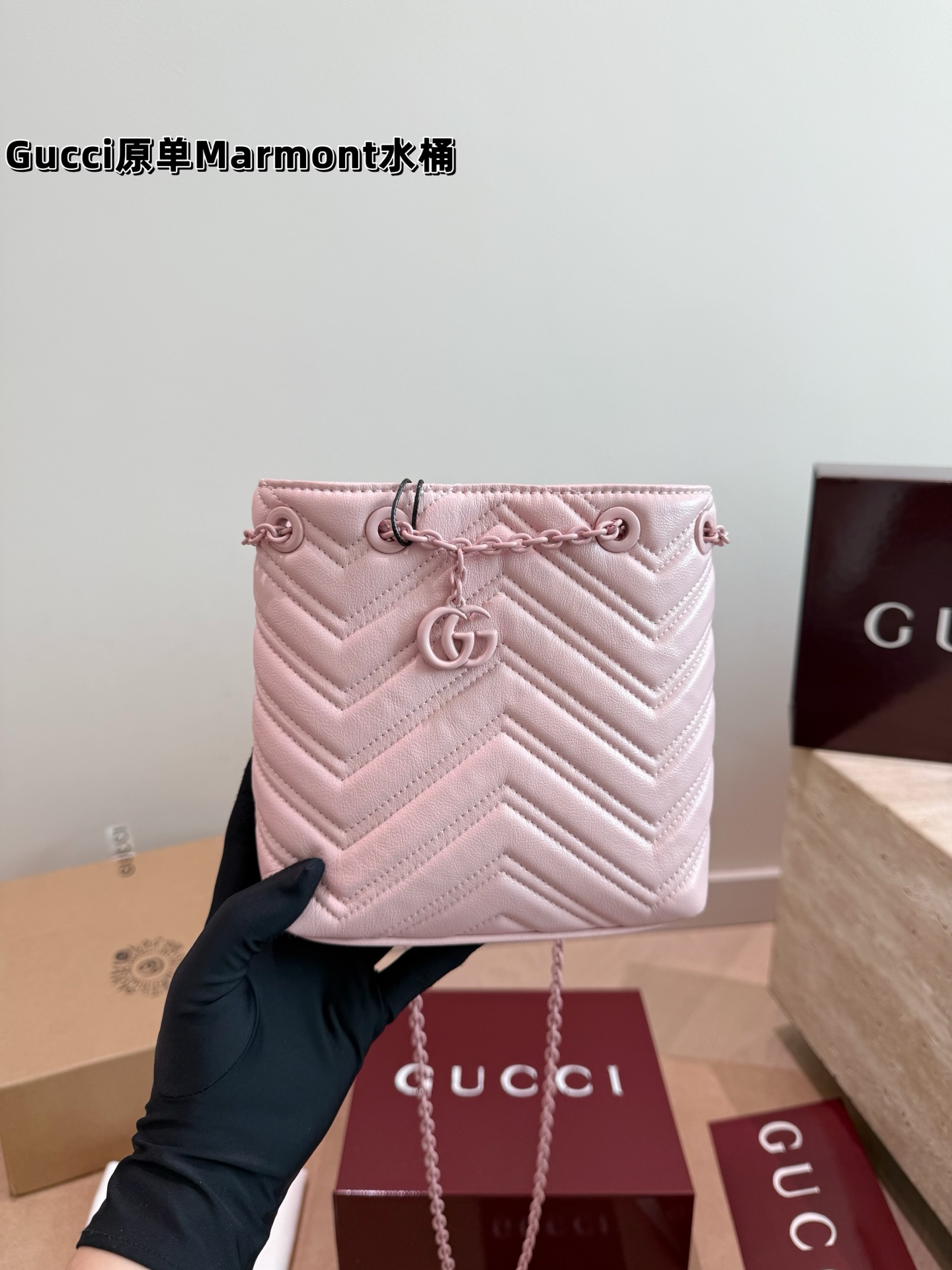 P225 With Gift Box | Gucci Marmont New Model Order | Gucci Soft Marmont Bucket Bag | I Was Attracted By Gucci New Soft Marmont Bag At First Glance | The Ceramic Double G Decoration Is Low-key And Exquisite, And The Details Are Full | | | Size 18.13