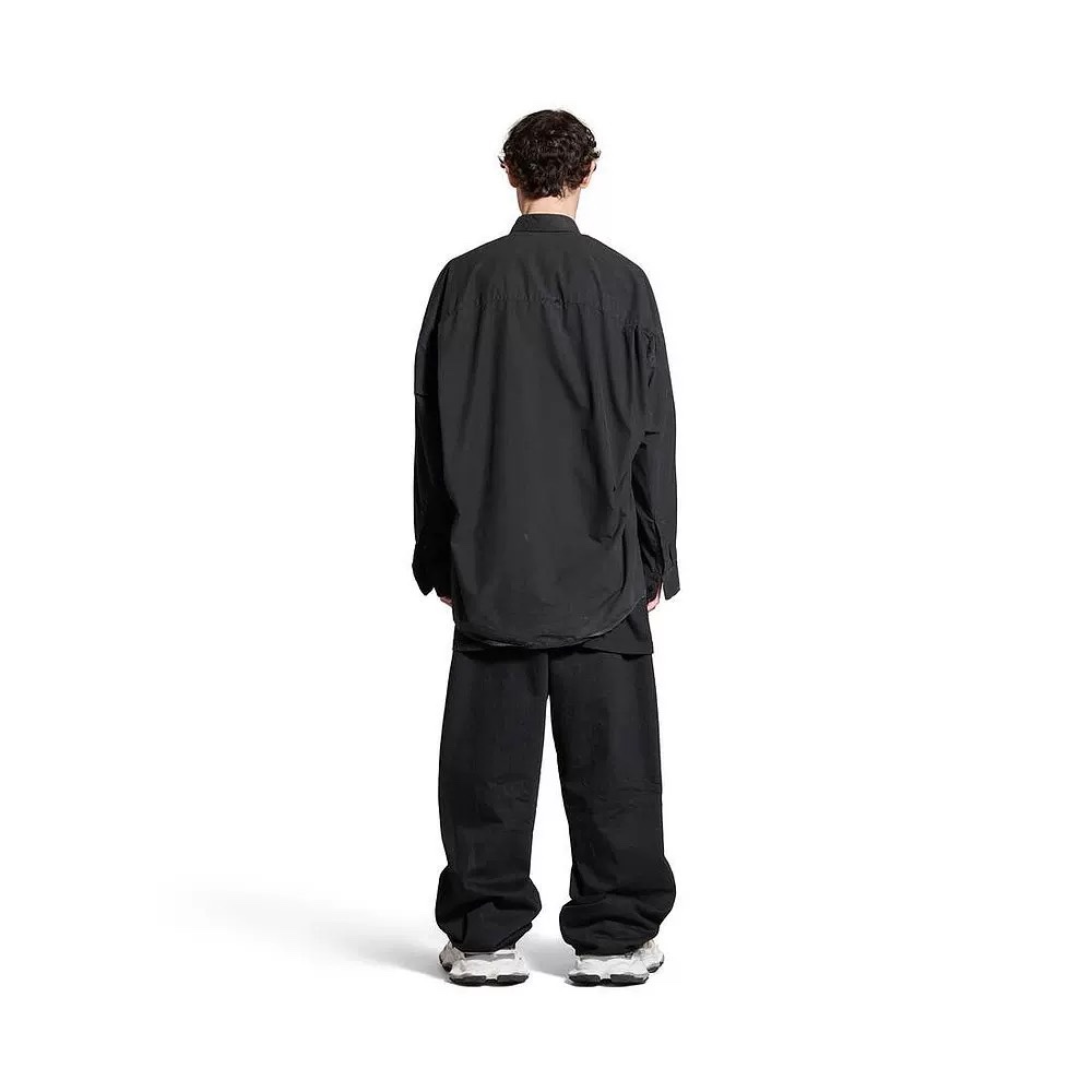 Balenciaga Men's Dark Checkered Cotton Oversized Shirt with Embroidered Logo 4 i1730047976 8243 1
