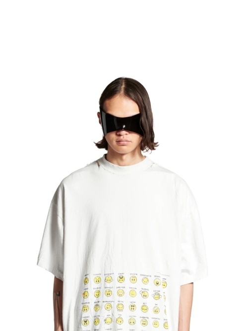 Balenciaga Emoji Print Oversized T-Shirt Distressed Edges Unisex 1 Balenciaga Emoji Print Oversized T-Shirt Distressed Edges Unisex