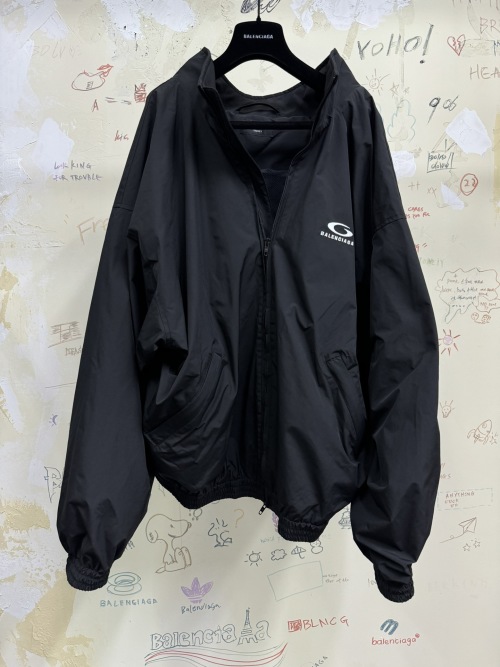 Balenciaga Black Windbreaker Jacket Loose Fit Shoulder Cutout Unisex