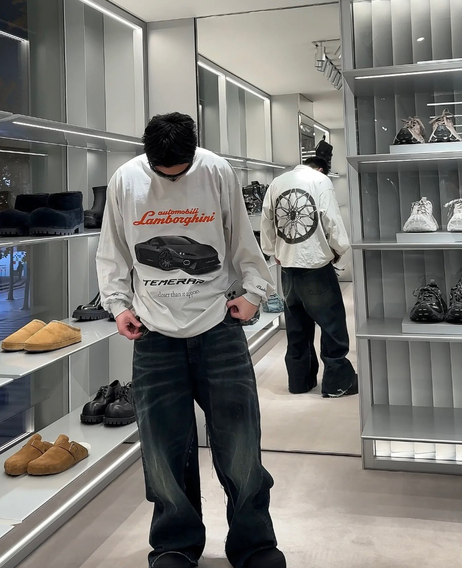 Balenciaga Lamborghini Collab Long Sleeve T-Shirt Oversized Fit, Sizes XS-M 5 i1737099998355 3240 0 4