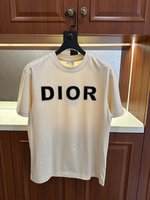Dior Clothing T-Shirt Black Khaki White Embroidery Cotton Spring/Summer Collection Fashion Short Sleeve