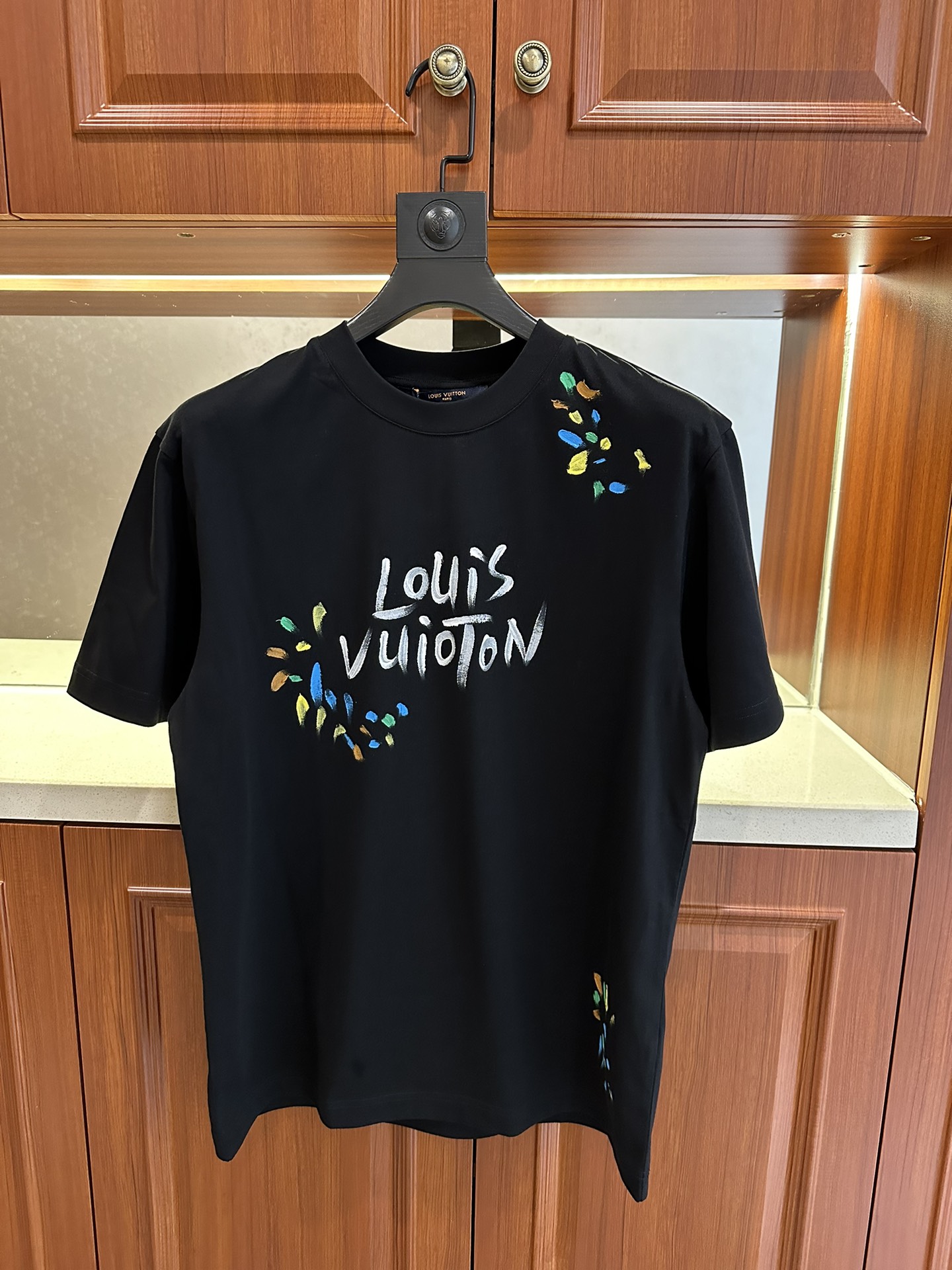 Shop the Best High Authentic Quality Replica
 Louis Vuitton Clothing T-Shirt Black White Printing Cotton Spring/Summer Collection Fashion Short Sleeve