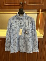 Nuovo 2024
 Gucci Abbigliamento Camicie & Camicette Blu cielo Ricamo Tessuto di popeline Collezione Primavera Maniche lunghe
