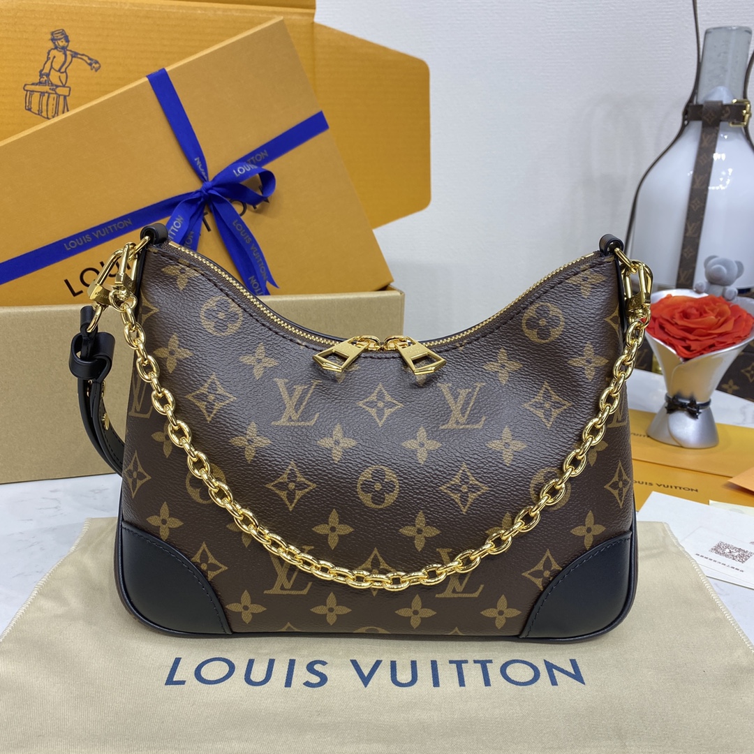 Louis Vuitton LV Boulogne Sacos Bolsas Designers de réplica moda luxo
 Preto Amarelo Monogram Canvas Correntes M45831