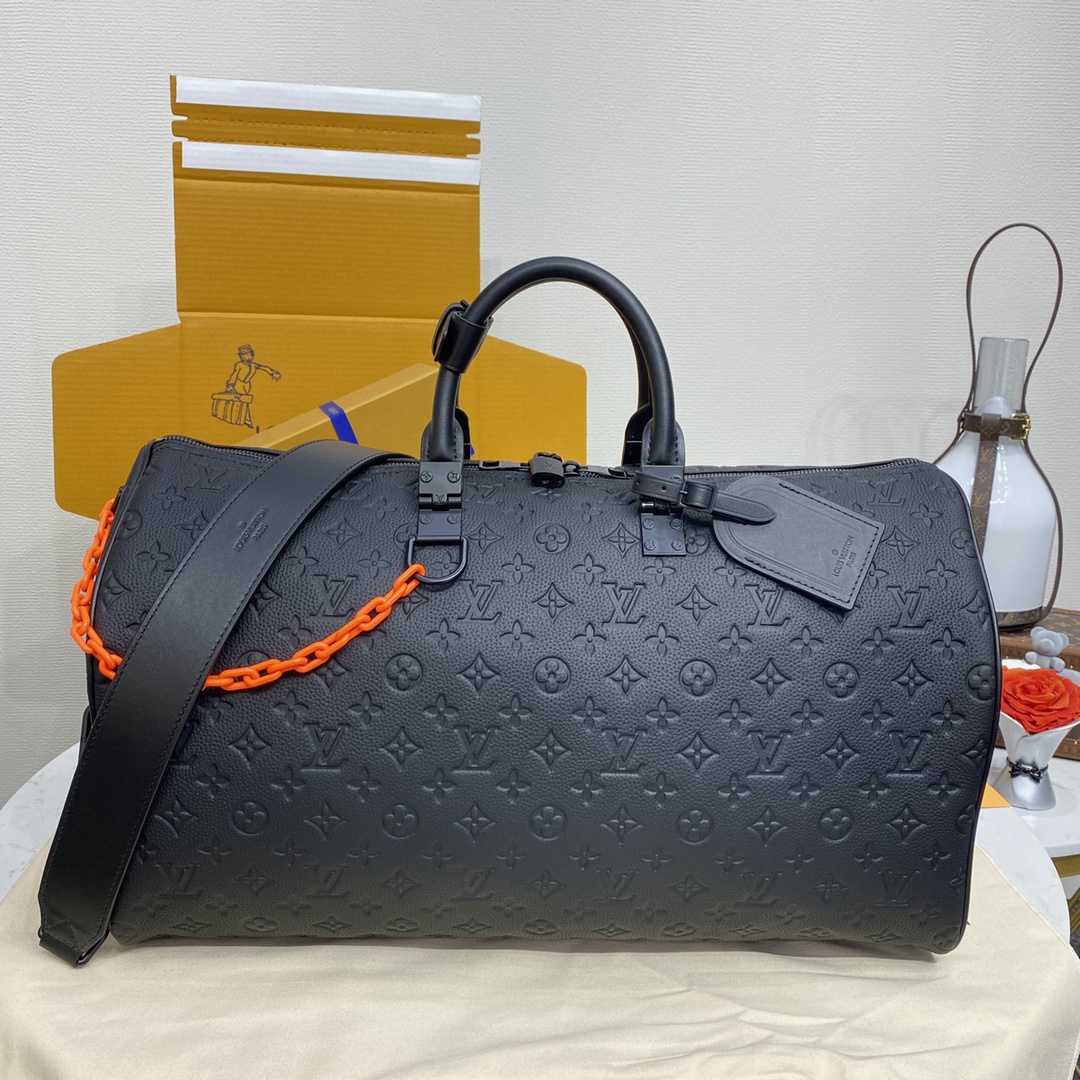 Louis Vuitton LV Keepall Sacos de Viagem Preto Taurillon M44470