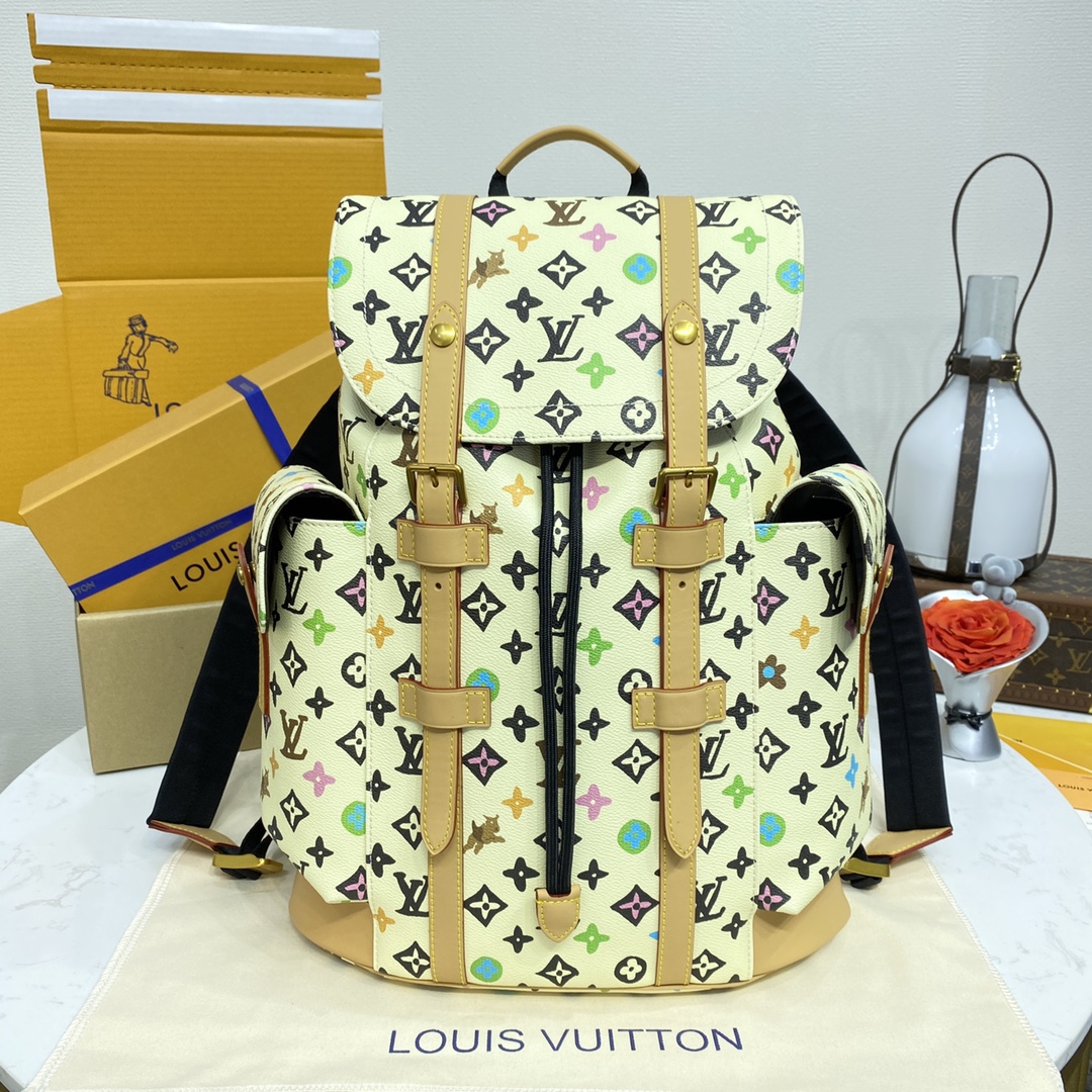 Louis Vuitton LV Christopher Sacos Mochila Branco Canvas M25240