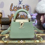 Louis Vuitton LV Capucines Bags Handbags Black Green Weave Chains M23950