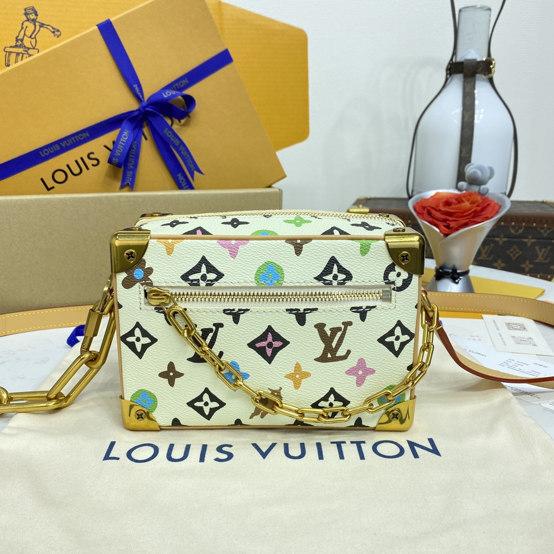 Louis Vuitton LV Soft Trunk Sacos Bolsas Branco Canvas Correntes M25132