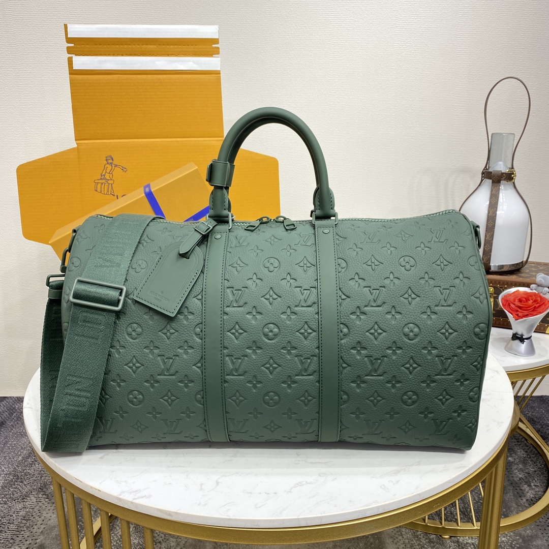 Louis Vuitton LV Keepall Sacos de Viagem Preto Verde Padrão Liceu M44810