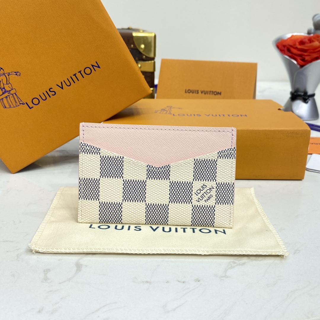 Louis Vuitton Carteira Pequena Branco Damier Azur Canvas Couro de vaca N60286