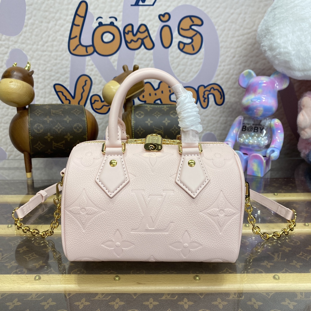 لويس فيتون LV Speedy حقيبة حقيبة يد أسود . بلو لون الشوكولاته أزرق غامق غراي وردي فاتح أرجواني أبيض Empreinte​ موضة سلسلة M58954