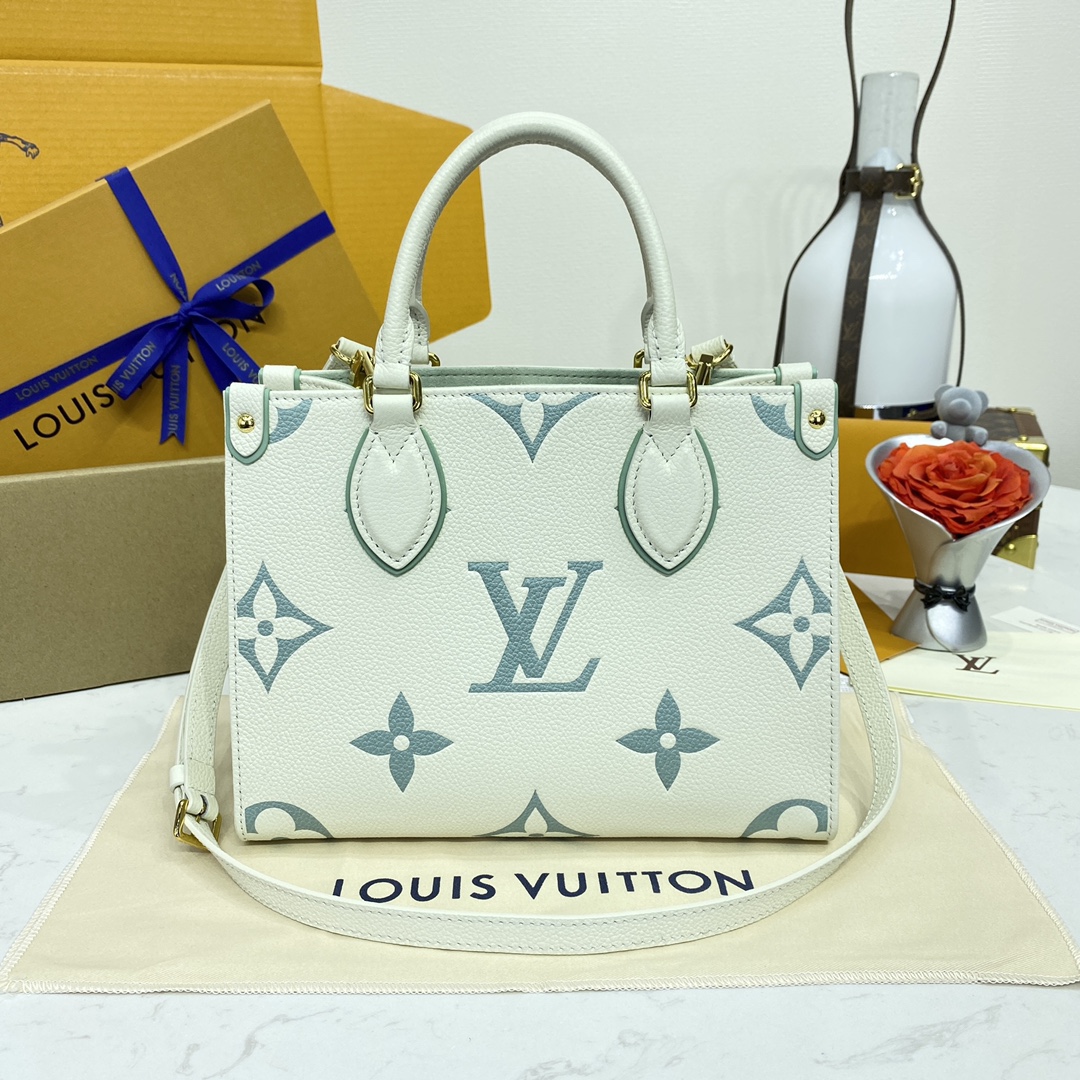 Louis Vuitton LV Onthego Comprar
 Sacos Bolsas Bege Preto Azul Verde Cinzento Branco Impressão Todo o Aço Empreinte​ Couro de vaca M45654