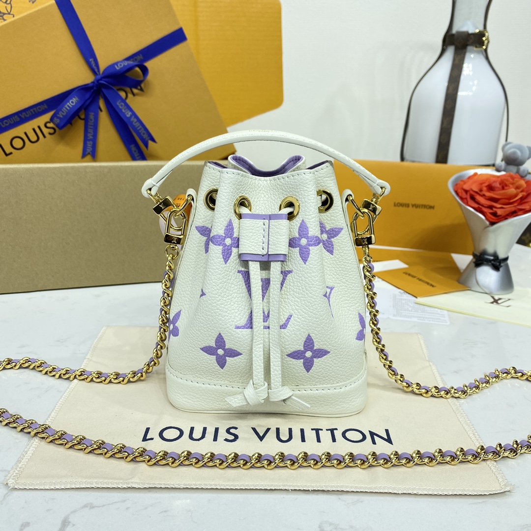 Louis Vuitton LV Nano Noe Sacos Bolsas Azul Roxo Branco Empreinte​ M82933