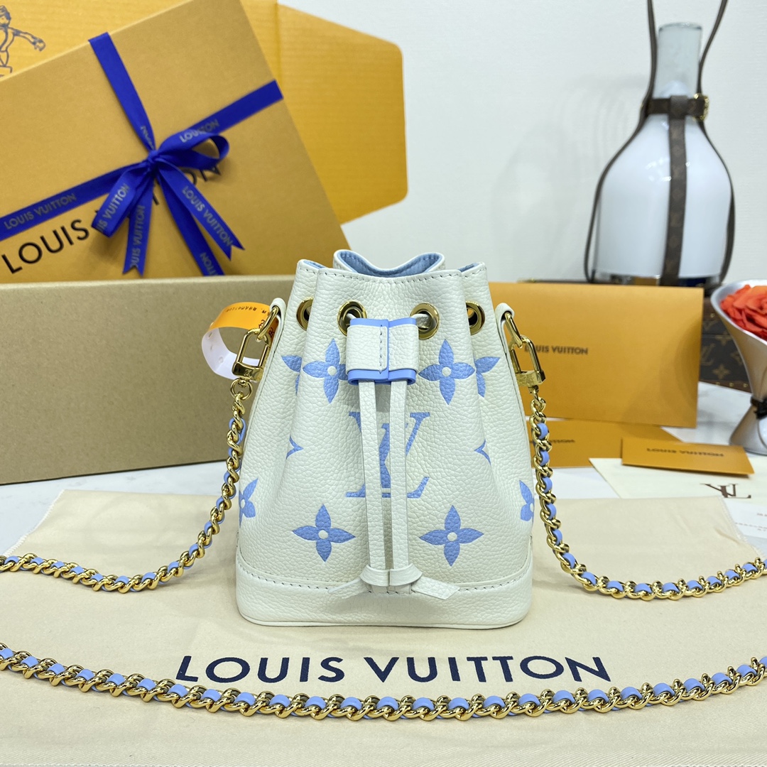 Louis Vuitton LV Nano Noe Sacos Bolsas Azul Roxo Branco Empreinte​ M82933