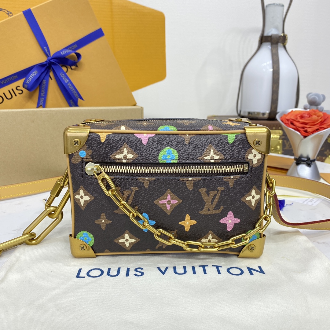 Louis Vuitton LV Soft Trunk Sacos Bolsas Branco Canvas Correntes M25132