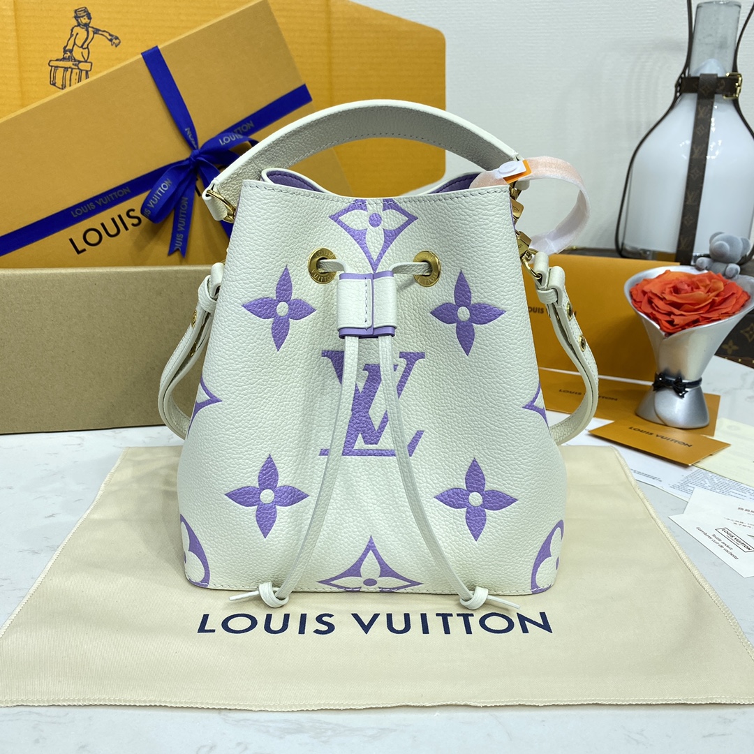 Louis Vuitton LV NeoNoe Sacos Bolsas Azul Verde Roxo Branco Empreinte​ Couro de vaca Colecção Primavera M24048