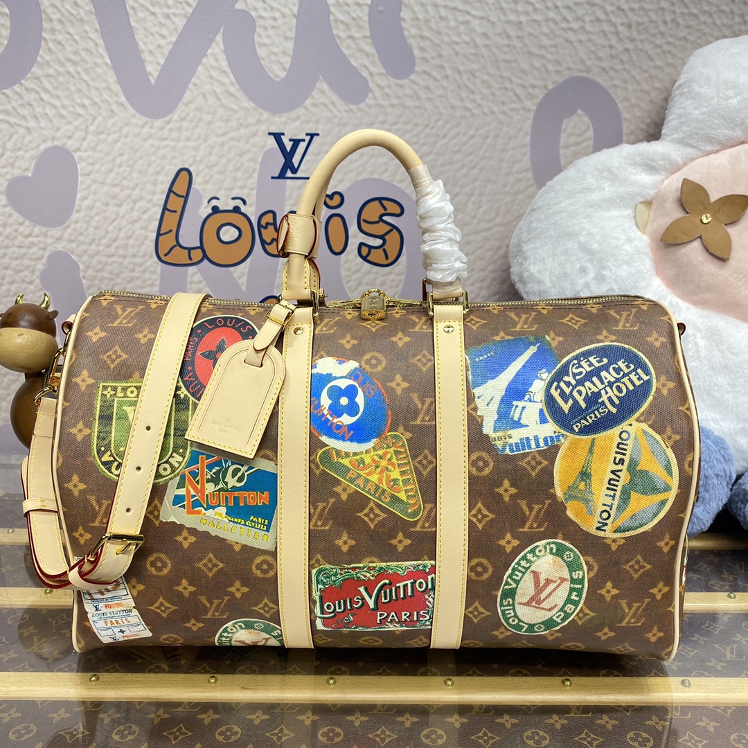 Louis Vuitton LV Keepall Replica
 Travel Bags Monogram Canvas Cowhide Vintage M24960