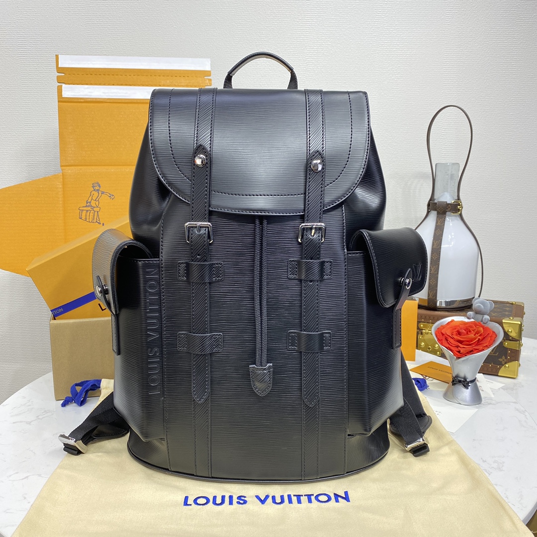 Louis Vuitton LV Christopher Sacos Mochila Preto Epi M24326