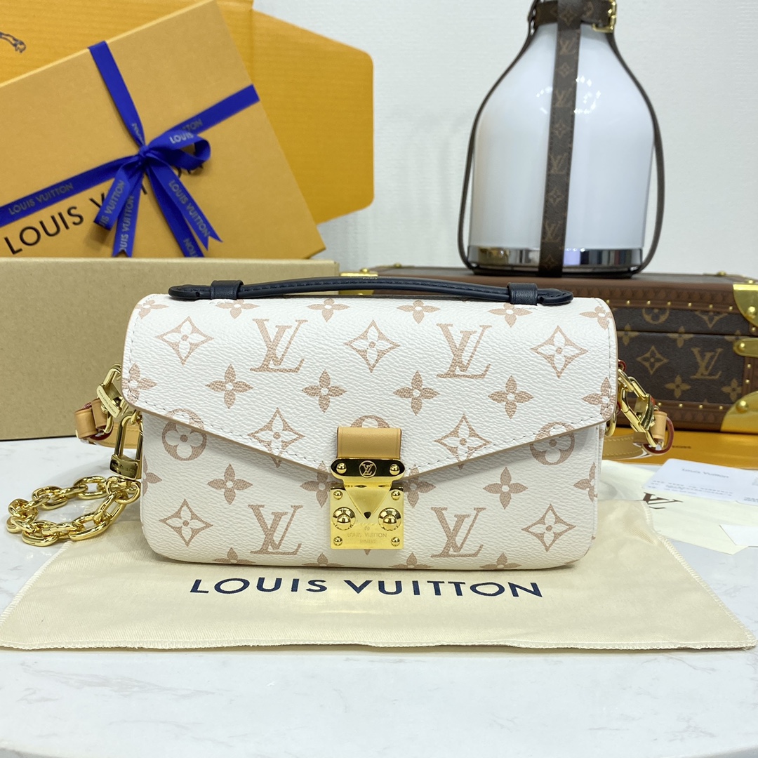 Louis Vuitton LV Pochette MeTis Sacos Bolsas Branco Canvas M46914