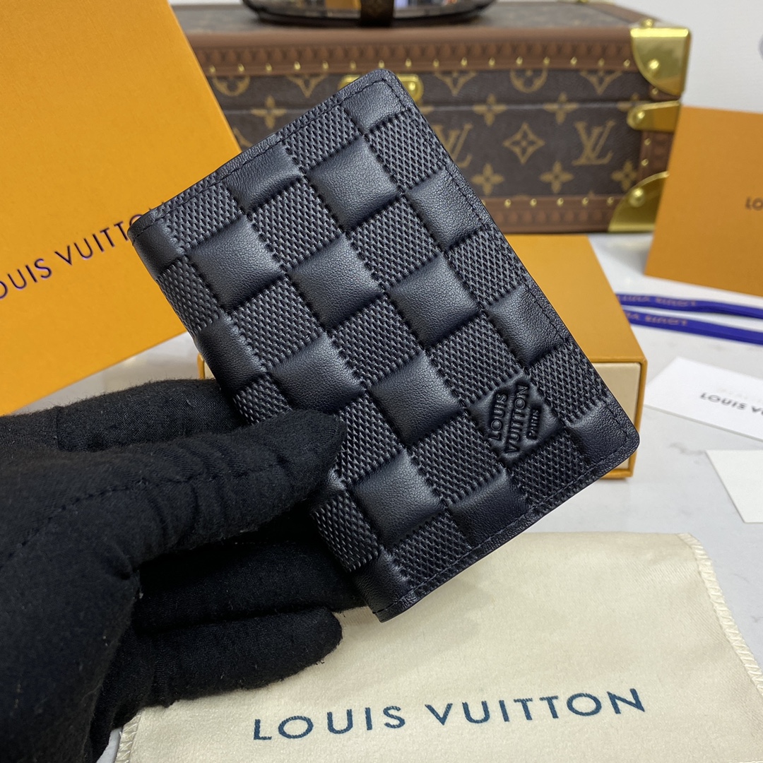 Louis Vuitton Carteira Pequena Replica todos os designers
 Preto Pele de vitelo Couro vaca N63197