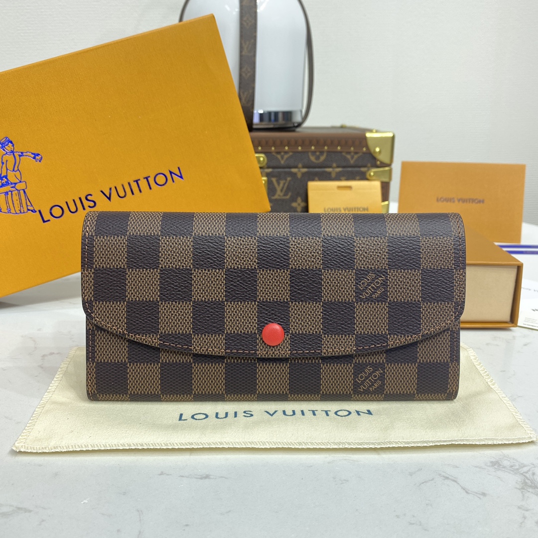 Louis Vuitton Carteira Réplica perfeita
 Rosa Roxo Vermelho Branco Damier Azur Canvas Couro de vaca N41625