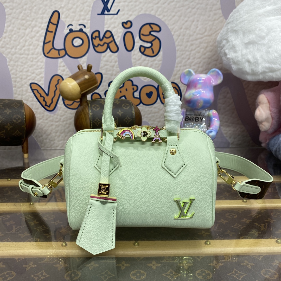 Louis Vuitton LV Speedy Sacs À Main Bleu Vert La couleur violette M24598