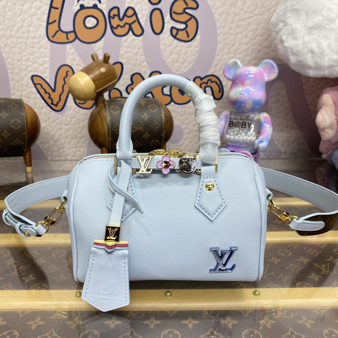 Louis Vuitton LV Speedy Sacs À Main Bleu Vert La couleur violette M24598