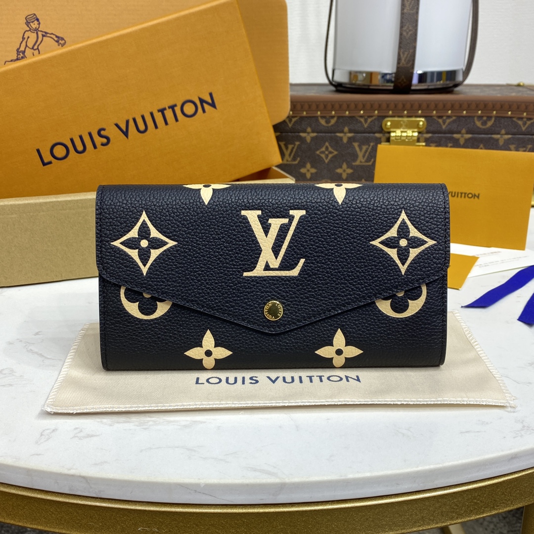 Louis Vuitton Wallet Black Grey Empreinte​ Cowhide M81049