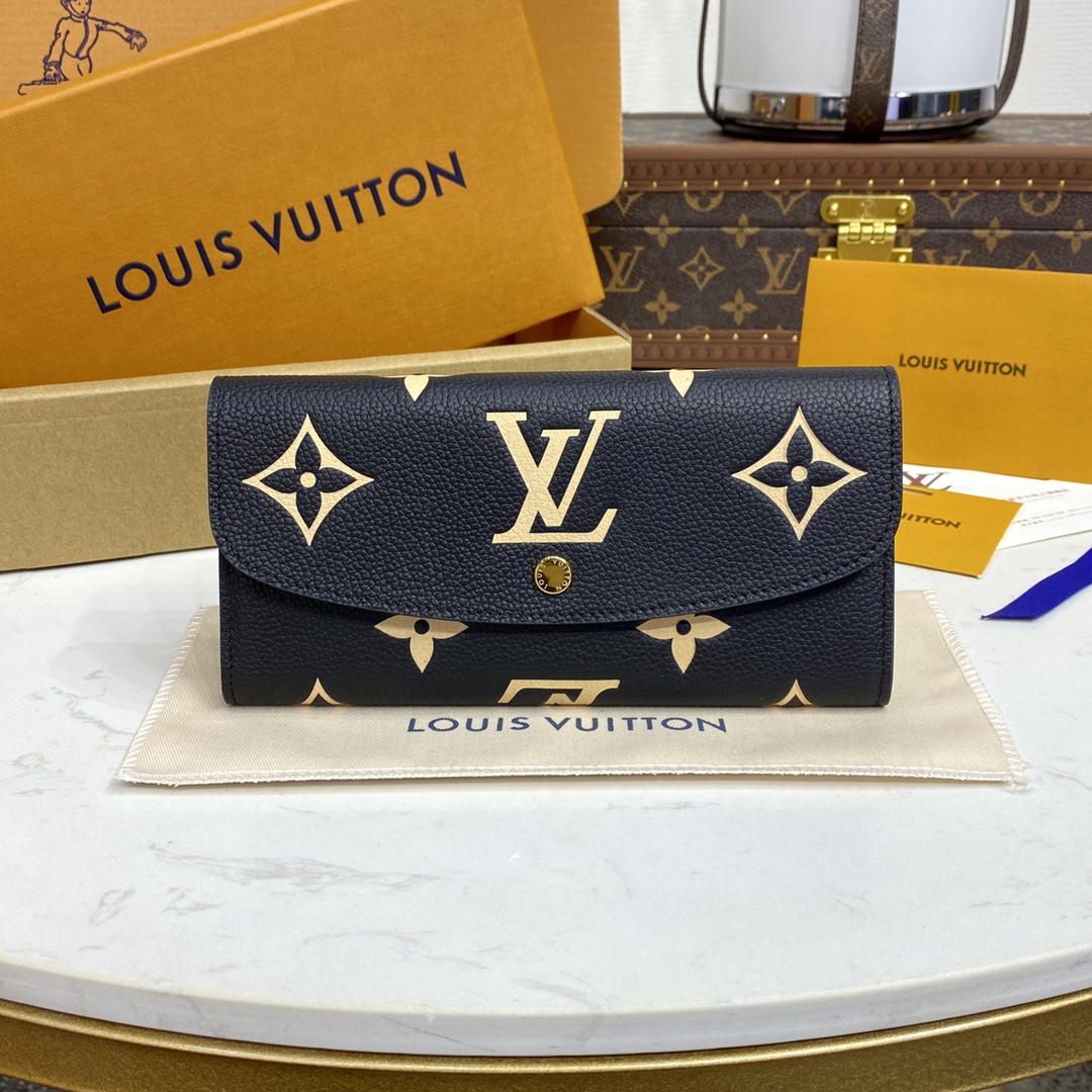 Louis Vuitton Wallet Black Printing Empreinte​ Cowhide M83138