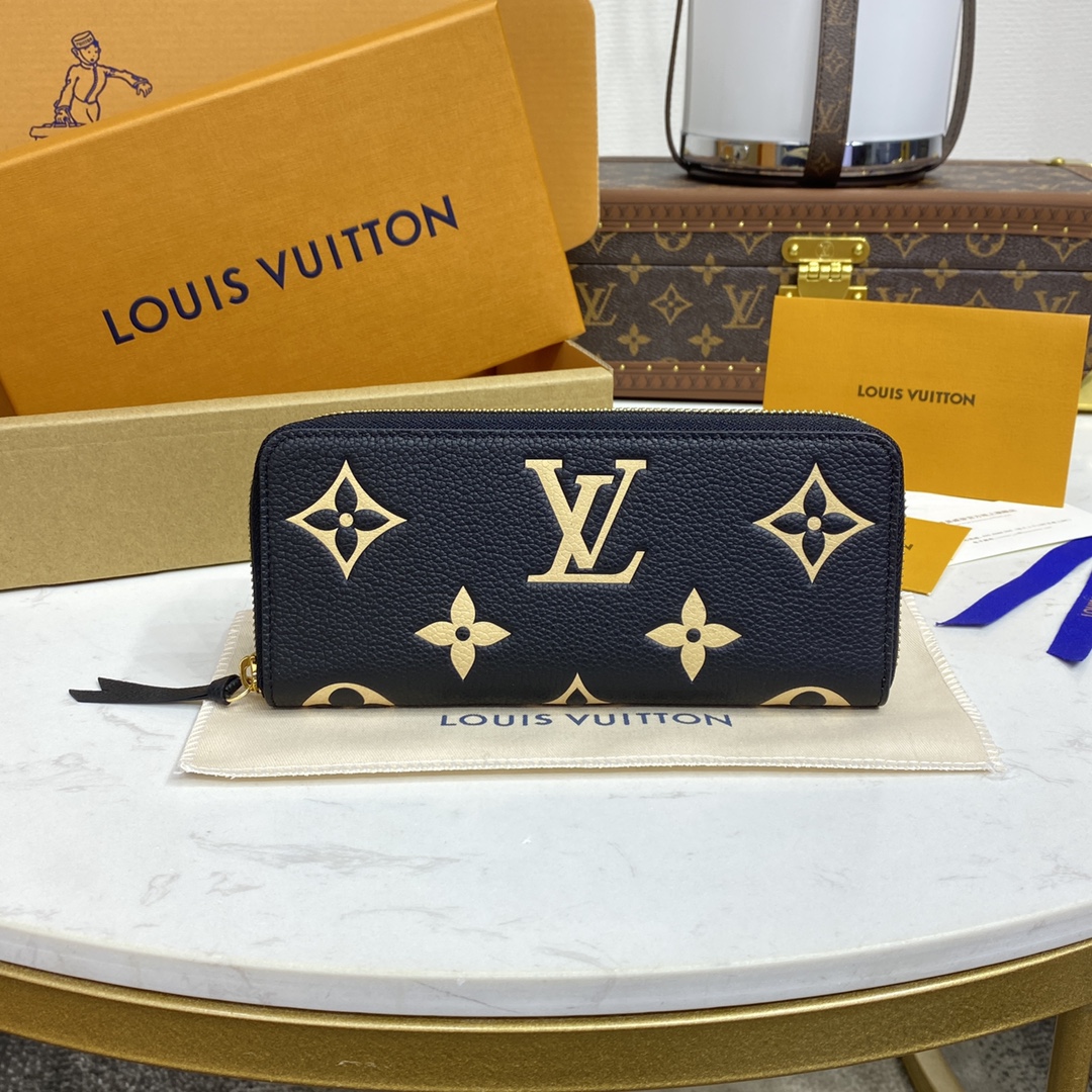 Louis Vuitton Wallet Black Blue Dark Men Empreinte​ Cowhide M60171