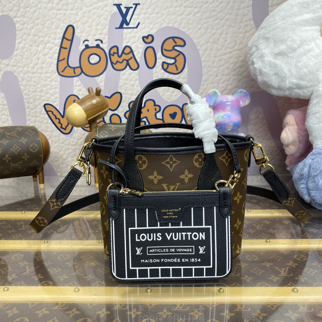 لويس فيتون LV Neverfull حقيبة حقيبة يد أسود . Monogram Canvas قماش M12099