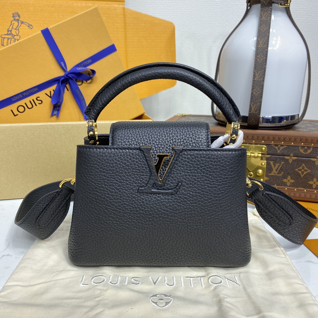 Louis Vuitton LV Capucines Sacos Bolsas Preto Taurillon Mini M55985