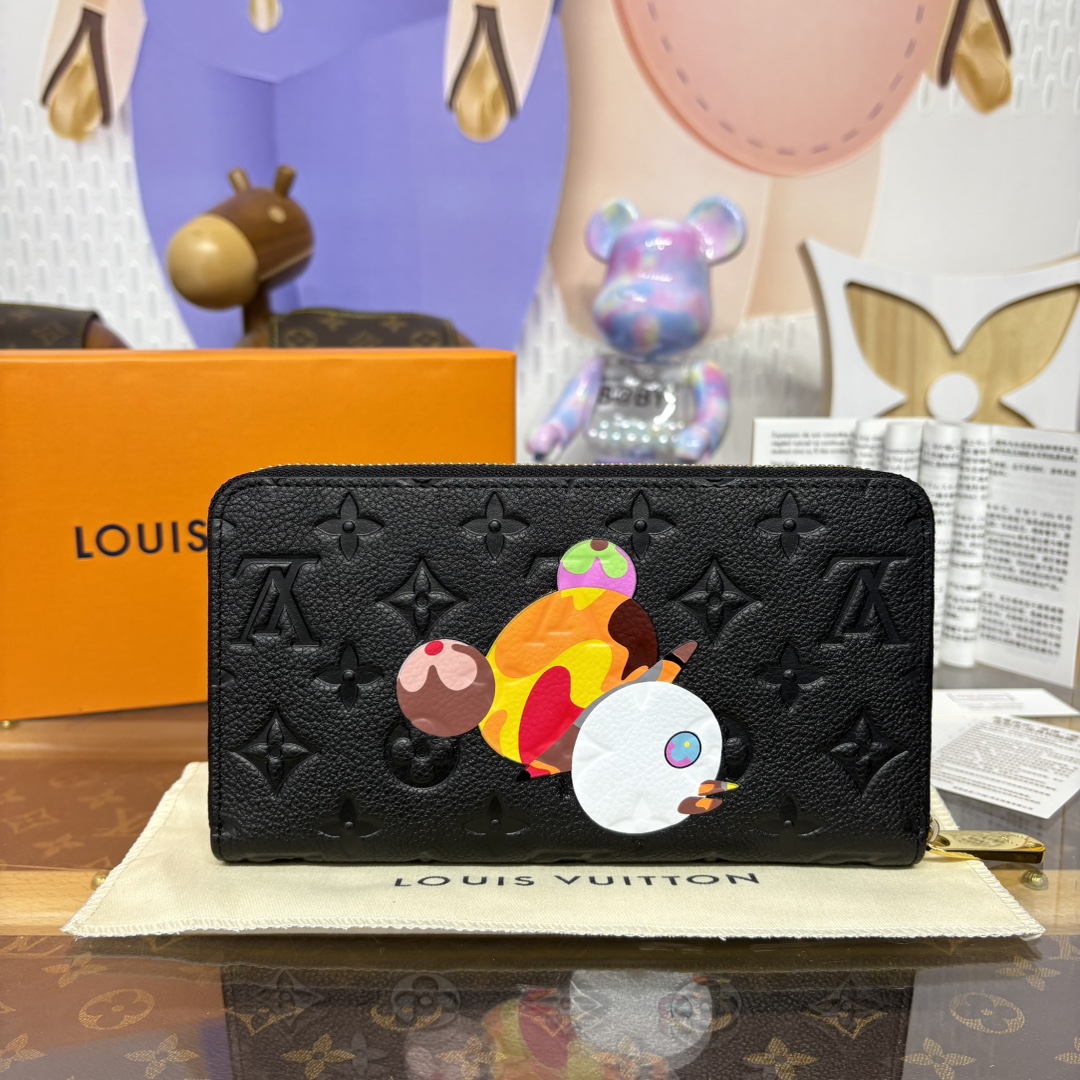[Louis Vuitton Wallets]Zippy zipper wallet M14160 Black Ski series of zippered