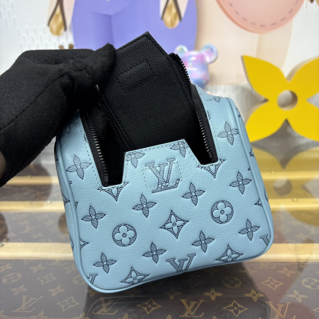Louis Vuitton Dopp Kit M14885 Ice Blue Taurillon Monogram Leather Travel Pouch 6 i1746531557 555 0