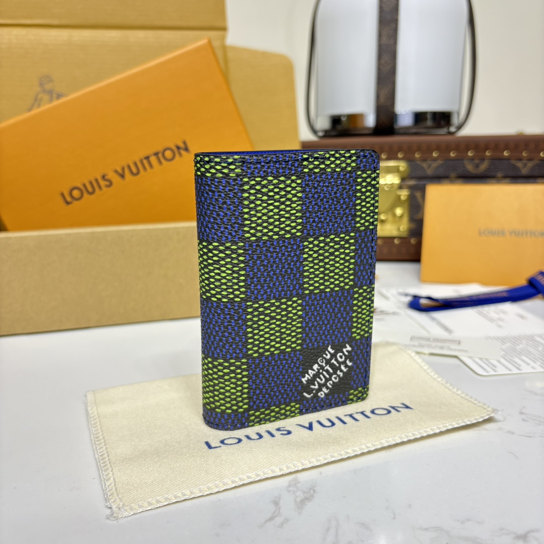 [Louis Vuitton Wallets]card Package N00143 Blue-Green Grid Chip Pharrell Willi
