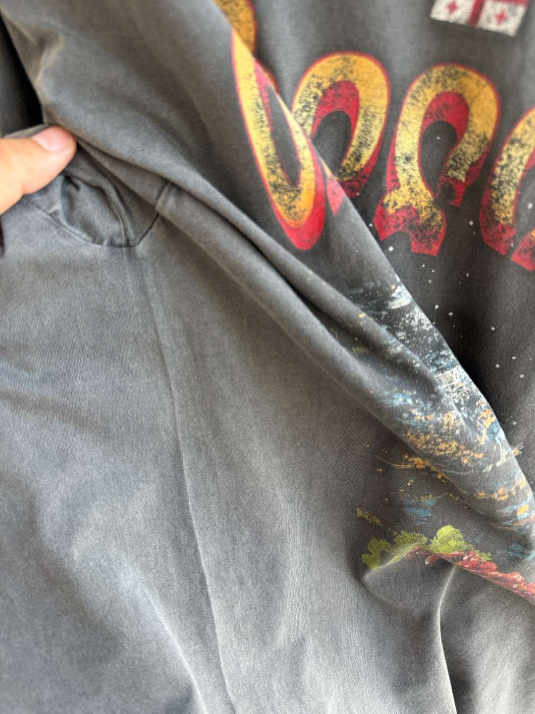 2025SS Washed Fade Round Barrel Georgia Print T-Shirt - Seamless Comfort 9 i1736082237843 17 0 7